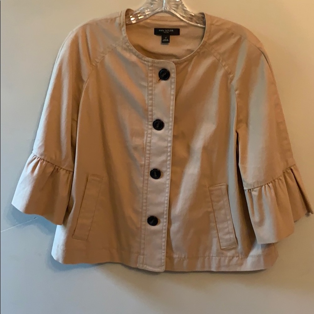 Ann Taylor Cotton Camel Cropped Swing Jacket
